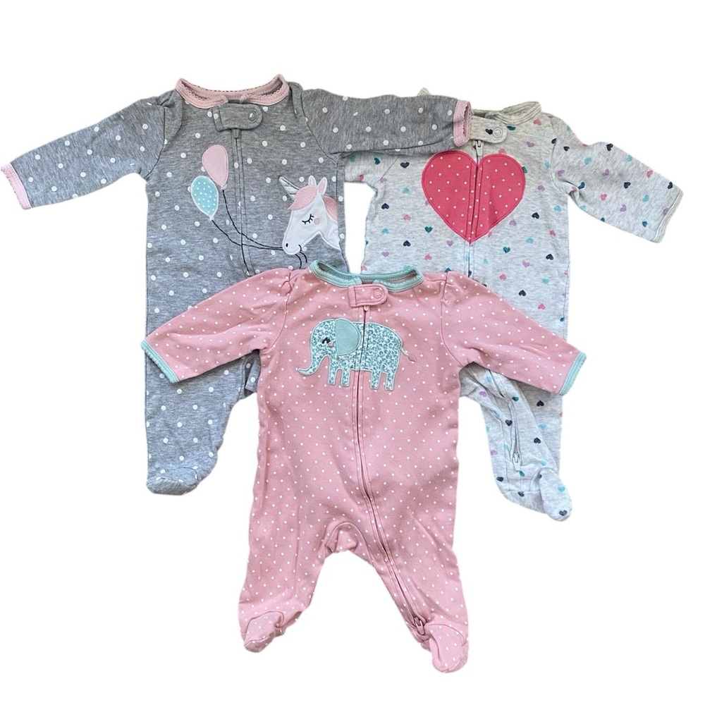 Carters Bundle of 3 footy Pajamas - 3 months